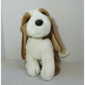 Wal-mart plush puppy dog basset hound beagle brown white long ears sitting up